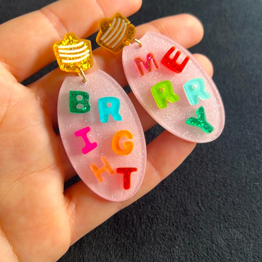 Bright Merry acrylic Earrings - Picture 2 of 4